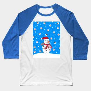 FESTIVE Christmas Snowman Art Baseball T-Shirt